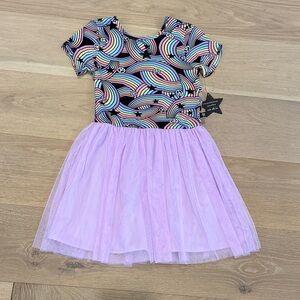 NWT Pixie Lane Girls Rainbow Short Sleeve Dress with Lavender Tulle size 8